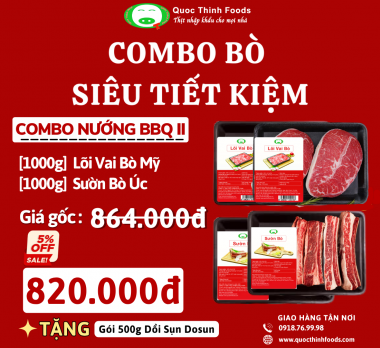 COMBO NƯỚNG BBQ II : Lõi Vai Bò Mỹ, Sườn Bò Úc