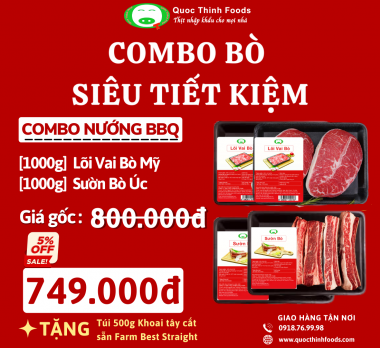 COMBO NƯỚNG BBQ : Lõi Vai Bò Mỹ, Sườn Bò Mỹ