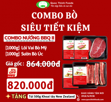 COMBO NƯỚNG BBQ II : Lõi Vai Bò Mỹ, Sườn Bò Úc