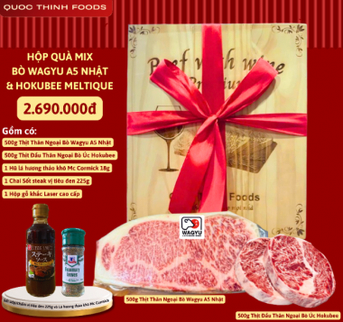HỘP QUÀ MIX BÒ WAGYU A5 NHẬT & BÒ HOKUBEE MELTIQUE
