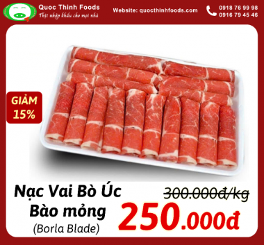 Nạc vai Bò Úc bào mỏng (Bolar Blade) - Khay 500g