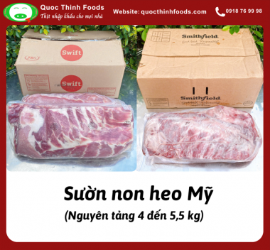 Sườn non heo Mỹ siêu dày thịt (Nguyên tảng 4 - 5,5 kg) - Tính kg