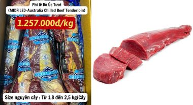 Thịt Bò Tươi - Phi Lê Bò Úc Tươi (Australia Chilled Beef Tenderloin) - 1 kg