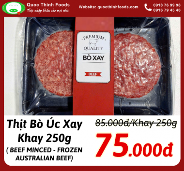 Thịt Bò Úc Xay (Beef Minced - Frozen Australian Beef) - Khay 250g
