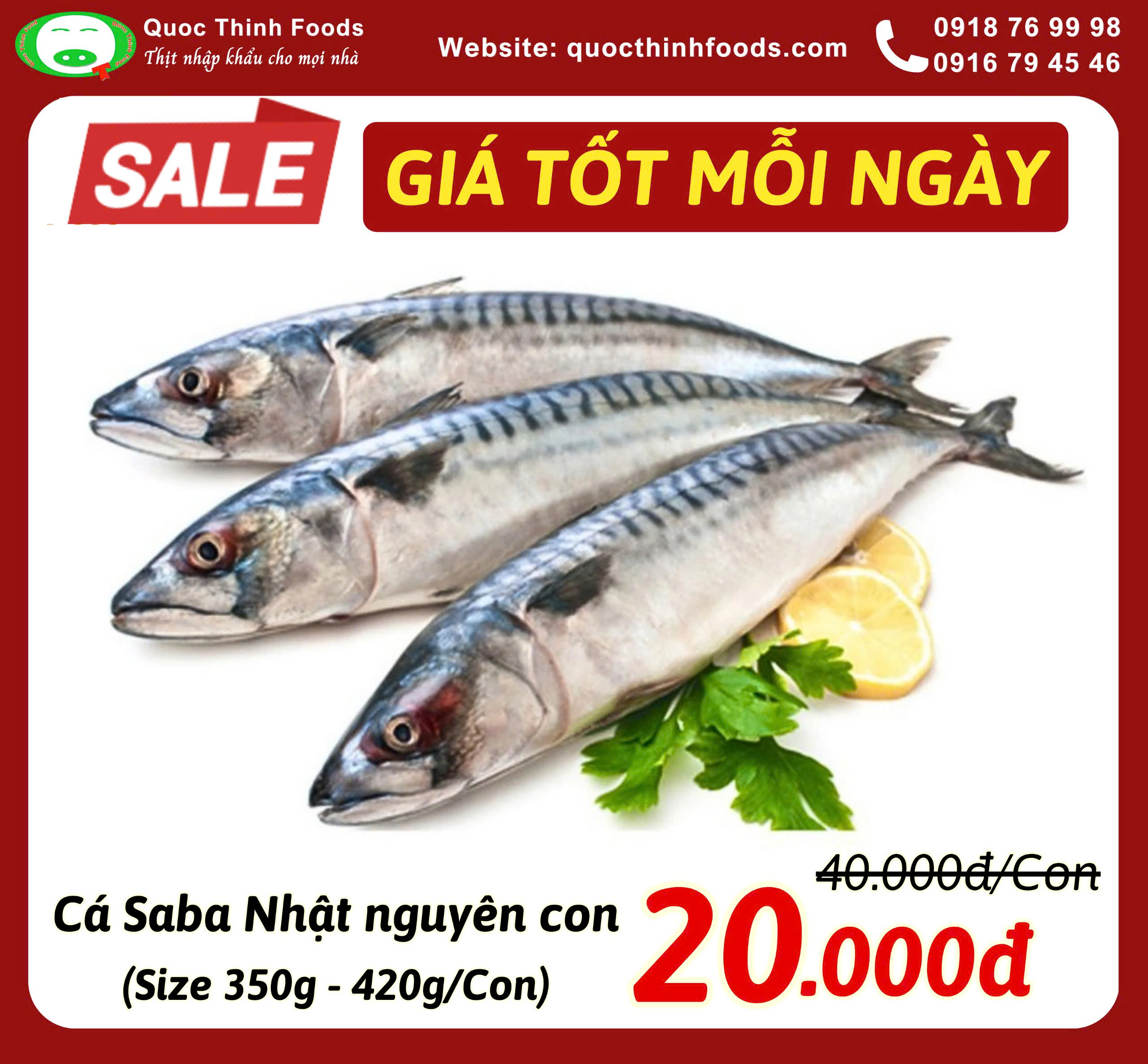 Cá Saba Nhật Nguyên Con (Whole Japanese Mackerel) - Size 350g - 400g/Con