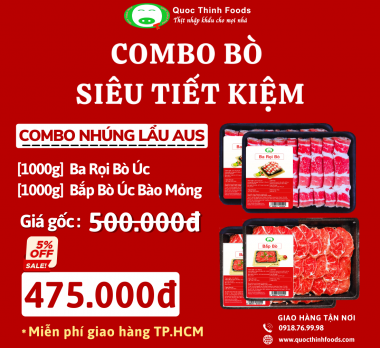 COMBO NHÚNG LẨU AUS : Ba Rọi Bò Úc, Bắp Bò Úc Bào Mỏng