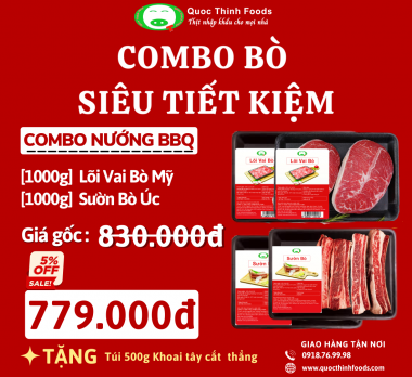 COMBO NƯỚNG BBQ : Lõi Vai Bò Mỹ, Sườn Bò Úc