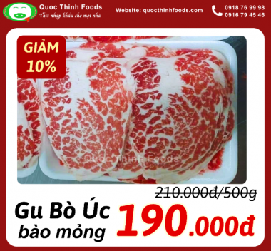 Gu Bò Úc Ăn Ngũ Cốc - Bào mỏng (Australia Beef Chuck Crest) - Khay 500g