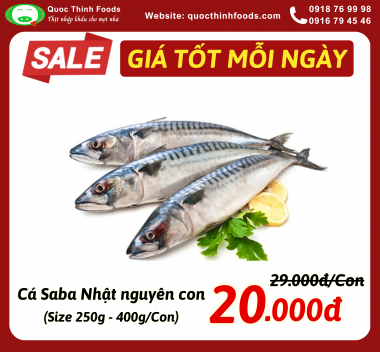 Cá Saba Nhật Nguyên Con (Whole Japanese Mackerel) - Size 250g - 340g/Con
